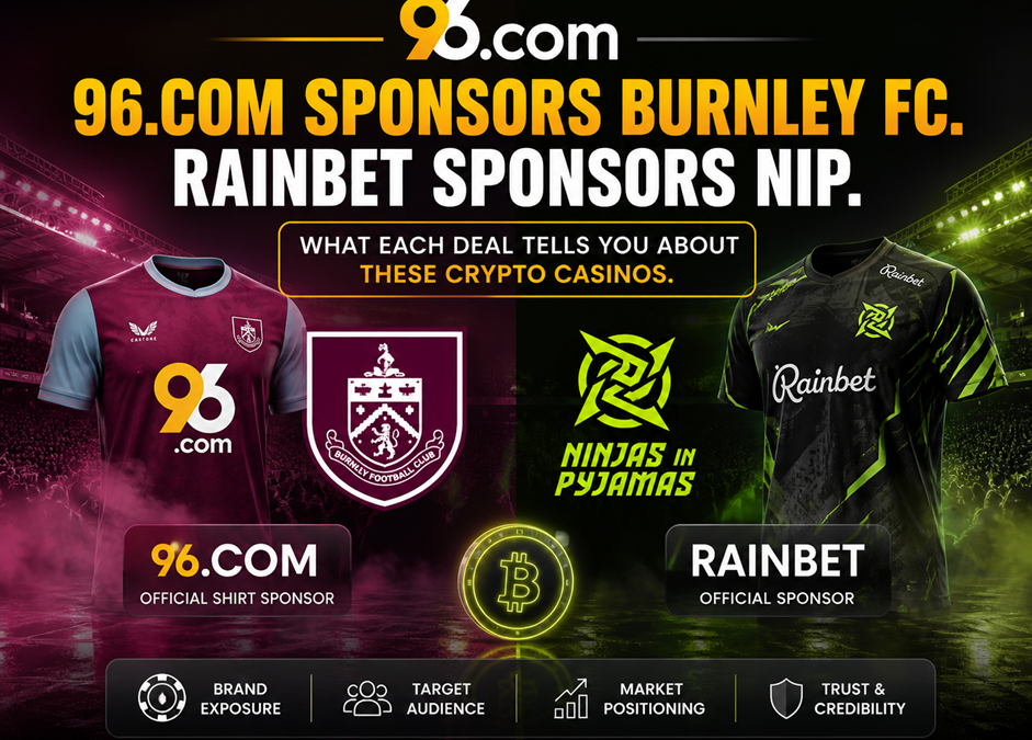 96.com Sponsors Burnley FC. Rainbet Sponsors NIP. What Each Deal Tells You About These Crypto Casinos